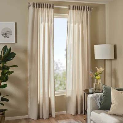 Ikea Rosenrobinia Sheer Curtains, 1 Pair, Beige/with Heading Tape, 57x98 "