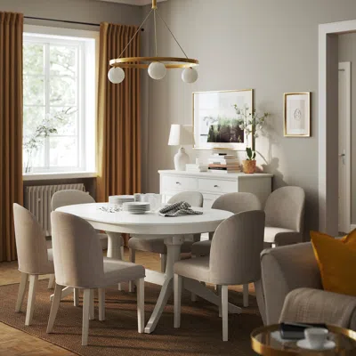 Ikea Rosentorp / Rosentorp Table And 6 Chairs, White/kilanda Light Beige White, 63/84 5/8x43 1/4 "