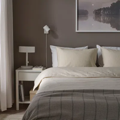Ikea Rundhagtorn Duvet Cover And Pillowcase(s), Beige, Full/queen In Gray