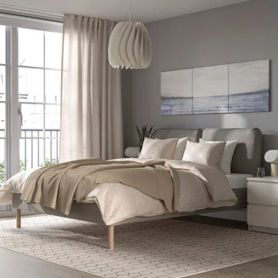 Ikea Sagesund Upholstered Bed Frame, Diseröd Brown/lönset, Full