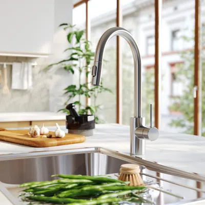 Ikea Sallsjön Pull Out Kitchen Faucet With Spray, Stainless Steel Color, Height: 16 "