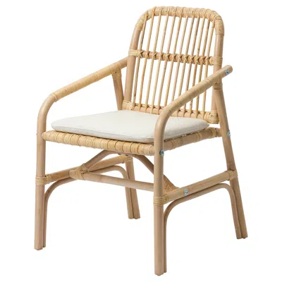 Ikea Salnö / Gryttom Chair With Cushion, Armrests Rattan/gransel Natural, Width: 22 7/8 "