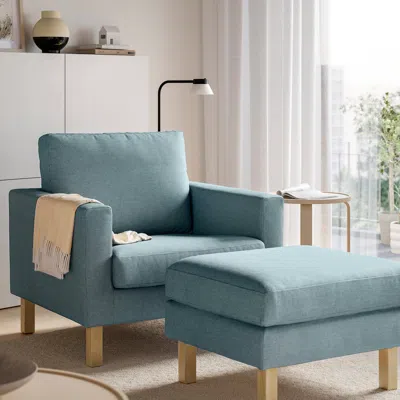 Ikea Saltsjöbaden Ottoman, Fridtuna Dark Gray-blue, Width: 28 "