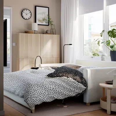 Ikea Saltsjöbaden Sleeper Sofa, Fridtuna Dark Gray-blue, Armrest Height: 25 1/4 "