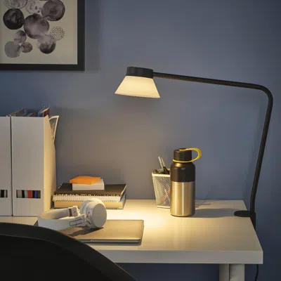 Ikea Sambord Desk Lamp, Black/white, Height: 18 "
