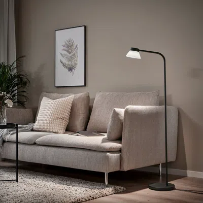 Ikea Sambord Floor/reading Lamp, Black/white, Base Diameter: 9 "