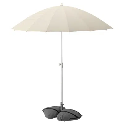 Ikea Samsö / Iggön Umbrella With Base, Tilting Beige/dark Gray, 78 3/4 " In Neutral