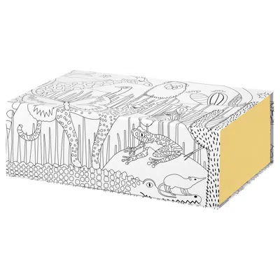 Ikea Sandlöpare Box, Patterned/yellow, 9 ¾x6 ¾x3 ¼ "