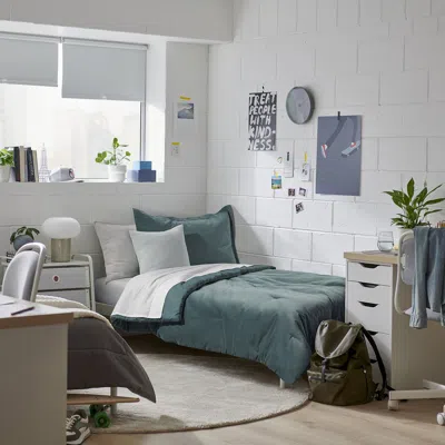 Ikea Sanela Comforter Set, Dark Gray-turquoise, Twin/twin X-long