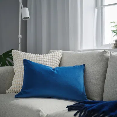 Ikea Sanela Cushion Cover, Blue, 16x23 "