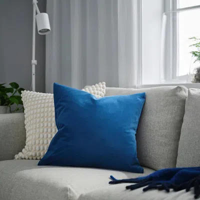 Ikea Sanela Cushion Cover, Blue, 20x20 "