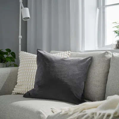 Ikea Sanela Cushion Cover, Dark Gray, 20x20 "