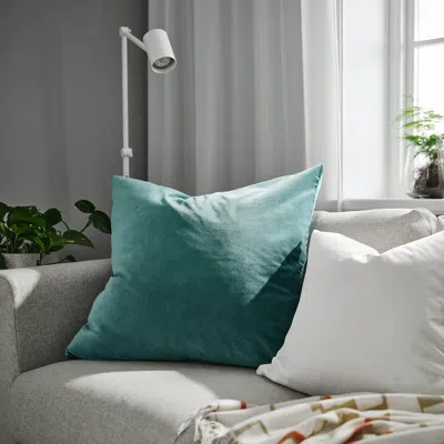 Ikea Sanela Cushion Cover, Dark Gray-turquoise, 26x26 "