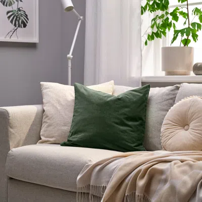 Ikea Sanela Cushion Cover, Dark Green, 20x20 "