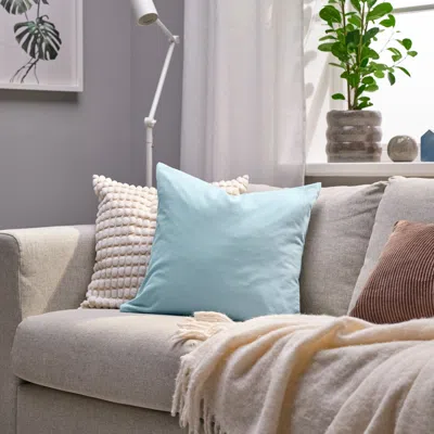 Ikea Sanela Cushion Cover, Light Blue, 20x20 "