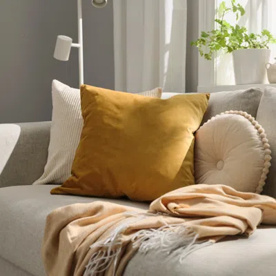 Ikea Sanela Cushion Cover, Yellow-brown, 20x20 "