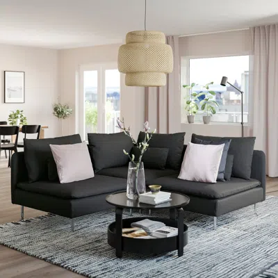 Ikea Söderhamn Sectional, 3-seat Corner, Fridtuna Dark Gray, Height Including Back Cushions: 32 5/8 "