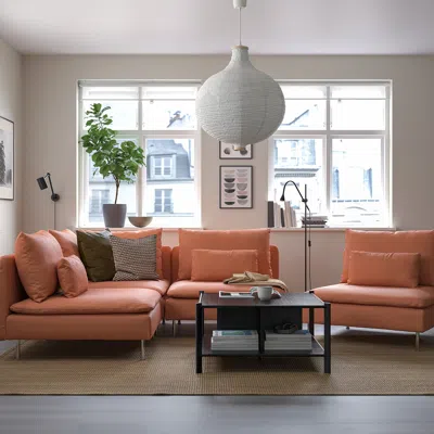 Ikea Söderhamn Sectional, 3-seat Corner, Kelinge Rust, Height Including Back Cushions: 32 5/8 "