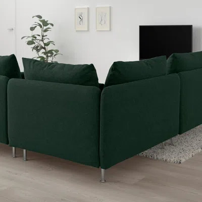 Ikea Söderhamn Sectional, 3-seat Corner, Tallmyra Dark Green, Height Including Back Cushions: 32 5/8 "