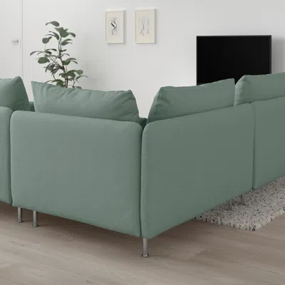 Ikea Söderhamn Sectional, 3-seat Corner, Tallmyra Light Green, Height Including Back Cushions: 32 5/8 "