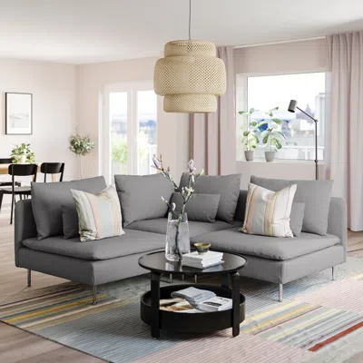 Ikea Söderhamn Sectional, 3-seat Corner, Tonerud Gray, Height Including Back Cushions: 32 5/8 "