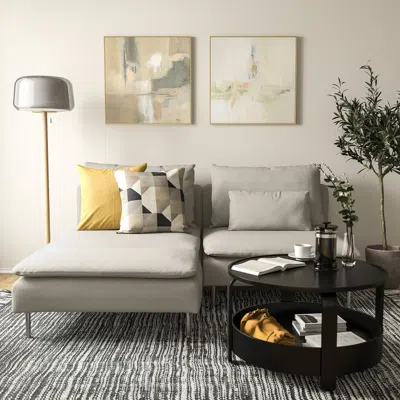Ikea Söderhamn Sectional, 3 Seat, Fridtuna Light Beige, Height Including Back Cushions: 32 5/8 "
