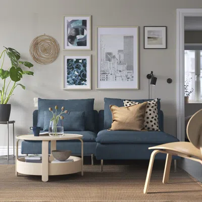 Ikea Söderhamn Sectional, 3 Seat, Hillared Dark Blue, Height Including Back Cushions: 32 5/8 "