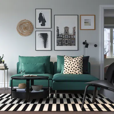 Ikea Söderhamn Sectional, 3 Seat, Kelinge Gray-turquoise, Height Including Back Cushions: 32 5/8 "