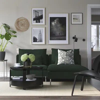 Ikea Söderhamn Sectional, 3 Seat, Tallmyra Dark Green, Height Including Back Cushions: 32 5/8 "