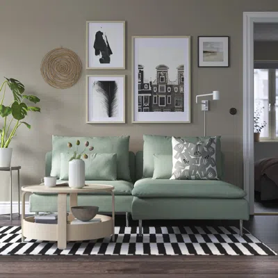 Ikea Söderhamn Sectional, 3 Seat, Tallmyra Light Green, Height Including Back Cushions: 32 5/8 "