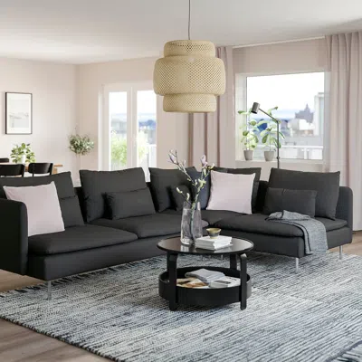 Ikea Söderhamn Sectional, 4-seat Corner, With Open End/fridtuna Dark Gray, Height Including Back Cushions