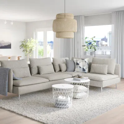 Ikea Söderhamn Sectional, 4-seat Corner, With Open End/viarp Beige/brown, Height Including Back Cushions: