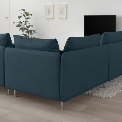 Ikea Söderhamn Sectional, 5-seat, Hillared Dark Blue, Height Including Back Cushions: 32 5/8 "