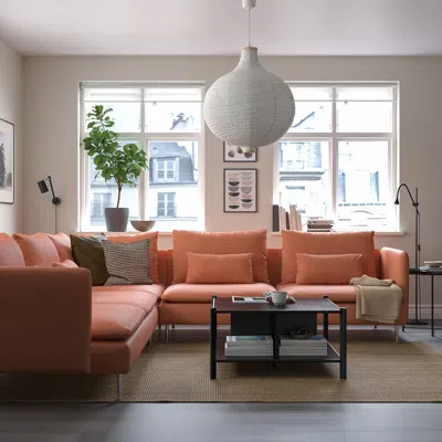 Ikea Söderhamn Sectional, 5-seat, Kelinge Rust, Height Including Back Cushions: 32 5/8 "