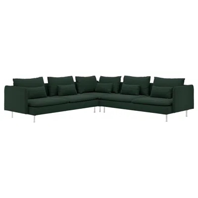 Ikea Söderhamn Sectional, 5-seat, Tallmyra Dark Green, Height Including Back Cushions: 32 5/8 "