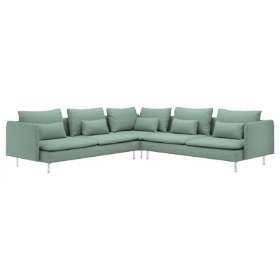 Ikea Söderhamn Sectional, 5-seat, Tallmyra Light Green, Height Including Back Cushions: 32 5/8 "