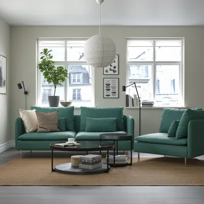 Ikea Söderhamn Sofa, Kelinge Gray-turquoise, Height Including Back Cushions: 32 5/8 "
