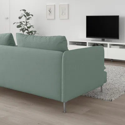 Ikea Söderhamn Sofa, Tallmyra Light Green, Height Including Back Cushions: 32 5/8 "