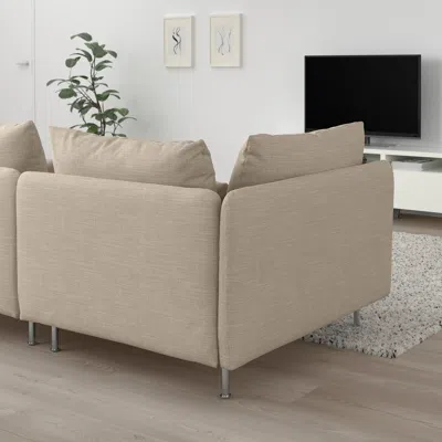 Ikea Söderhamn Sofa, With Open End/hillared Beige, Height Including Back Cushions: 32 5/8 "