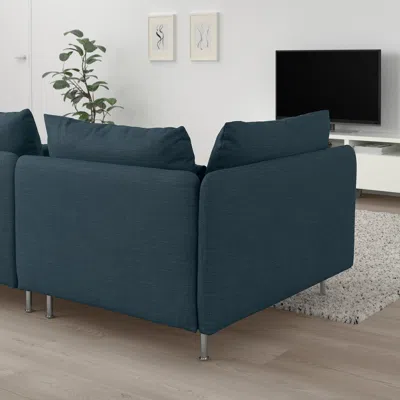 Ikea Söderhamn Sofa, With Open End/hillared Dark Blue, Height Including Back Cushions: 32 5/8 "