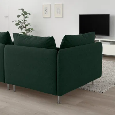 Ikea Söderhamn Sofa, With Open End/tallmyra Dark Green, Height Including Back Cushions: 32 5/8 "