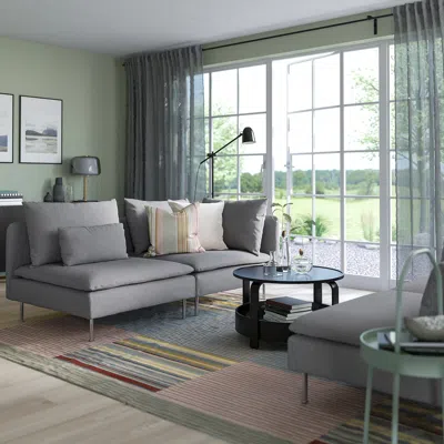 Ikea Söderhamn Sofa, With Open End/tonerud Gray, Height Including Back Cushions: 32 5/8 "
