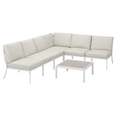 Ikea Segerön 5-seat Furniture Set, Outdoor, White/beige/frösön/duvholmen Beige, Width: 103 1/8 "