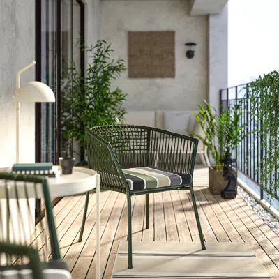 Ikea Segerön Armchair, Outdoor, Dark Green/frösön/duvholmen Stripe Pattern, Width: 26 3/8 "
