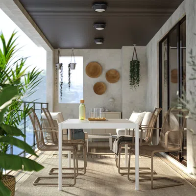 Ikea Segerön / Väsman Table And 4 Armchairs, Segerön/väsman Outdoor White/beige/brown, 57 7/8 "