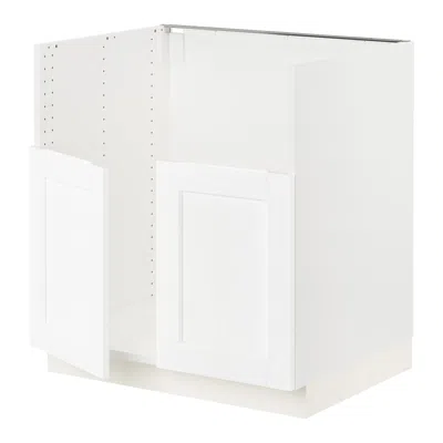 Ikea Sektion Base Cabinet For Bredsjön Double Bowl Sink, White Enköping/white Wood Effect, 30x24x30 "