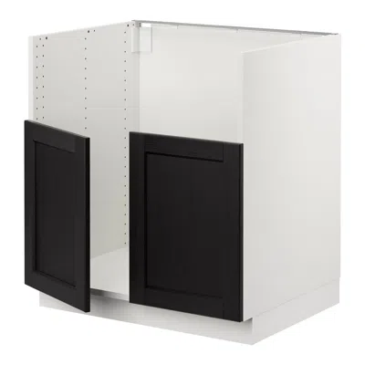 Ikea Sektion Base Cabinet For Bredsjön Double Bowl Sink, White/lerhyttan Black Stained, 30x24x30 "