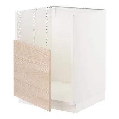 Ikea Sektion Base Cabinet For Bredsjön Sink, White/askersund Light Ash Effect, 24x24x30 "