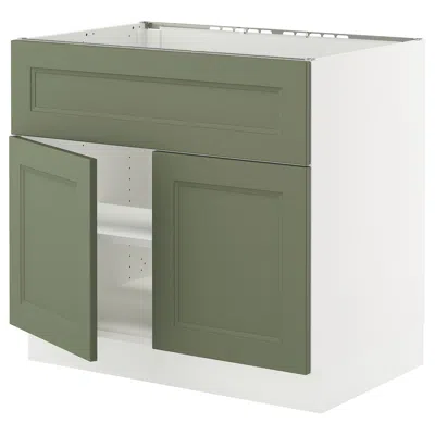 Ikea Sektion Base Cabinet For Cooktop/int Extra 2 Doors, White/axstad Gray-green, 36x24x30 "