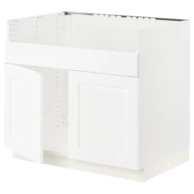 Ikea Sektion Base Cabinet For Havsen Double Bowl Sink, White Enköping/white Wood Effect, 36x24x30 "